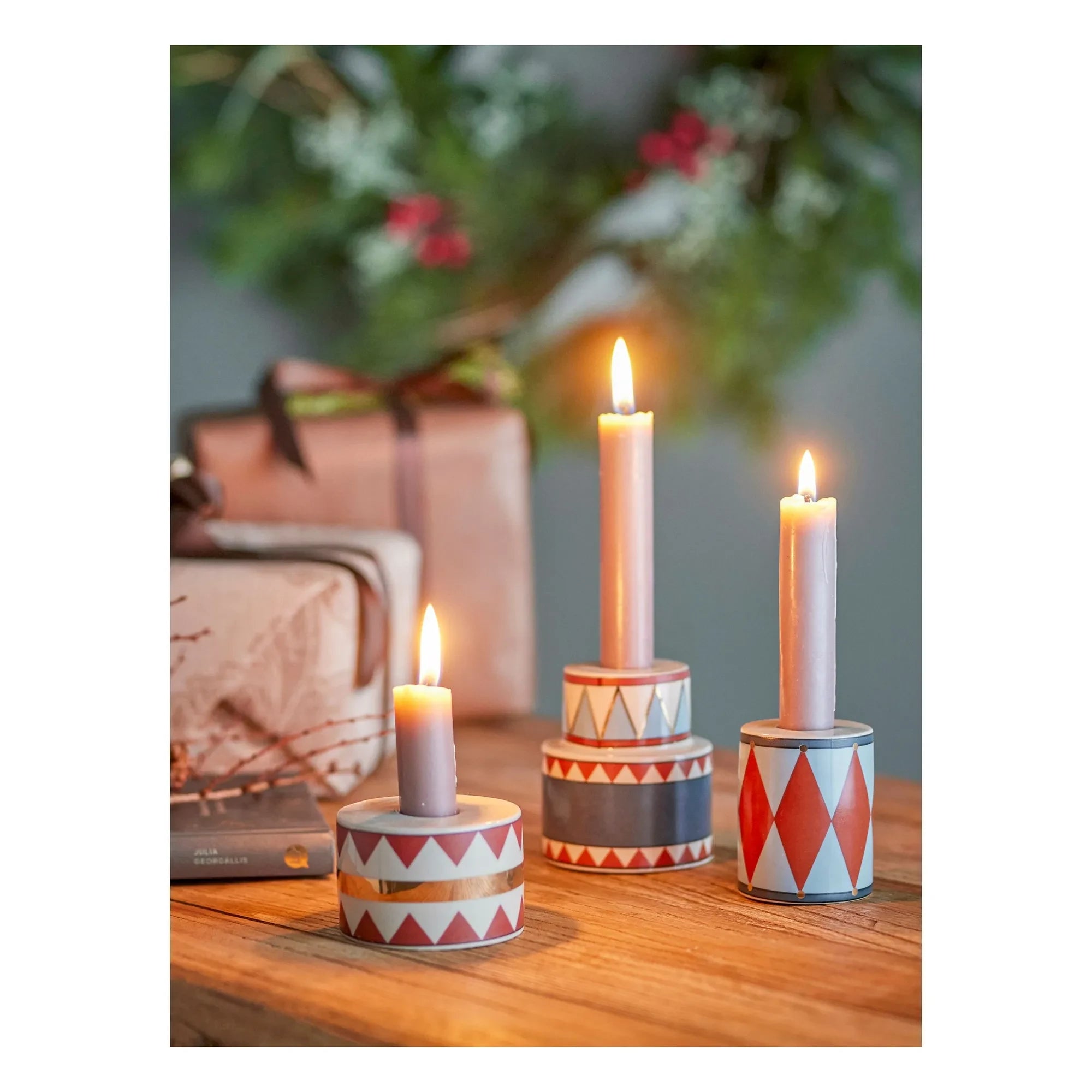 Bloomingville - Stoneware Bitja Candle Holders - Set of 3 | Multicolor