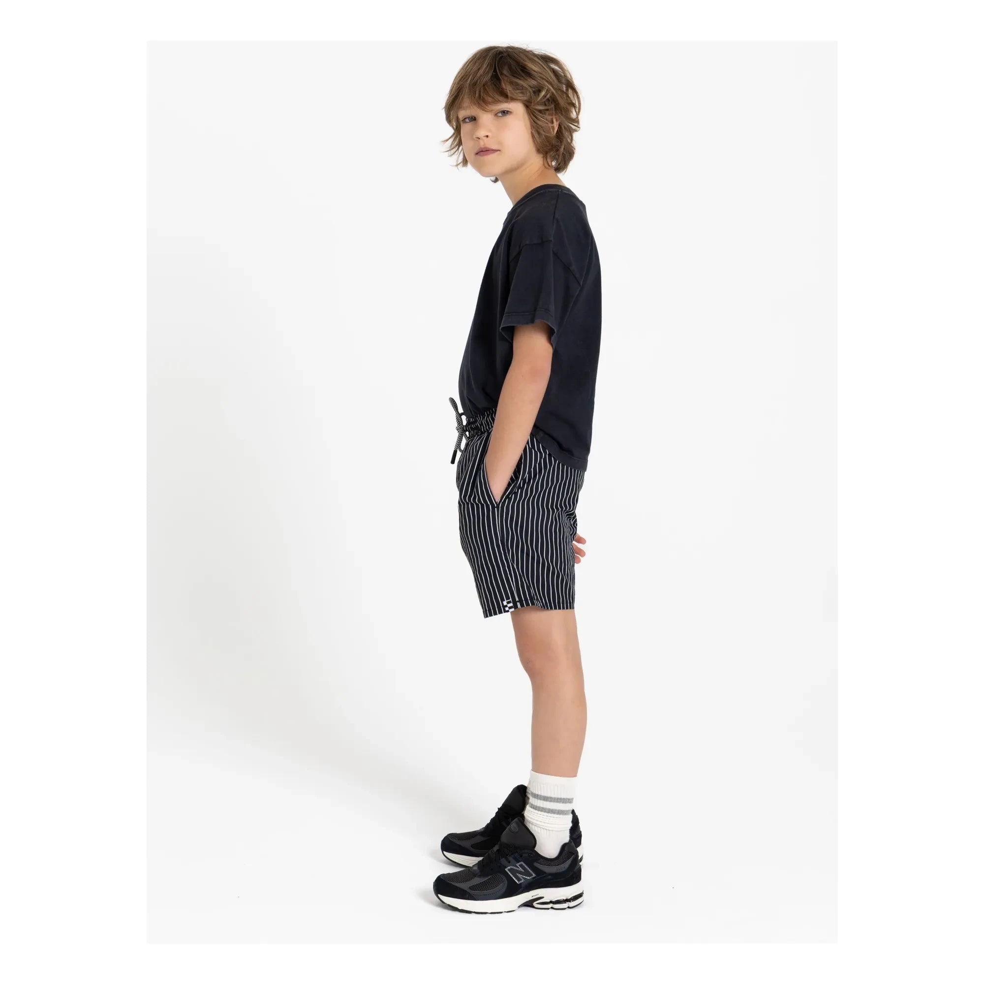 Finger in the Nose - Freeboy Striped Swim Shorts | Black