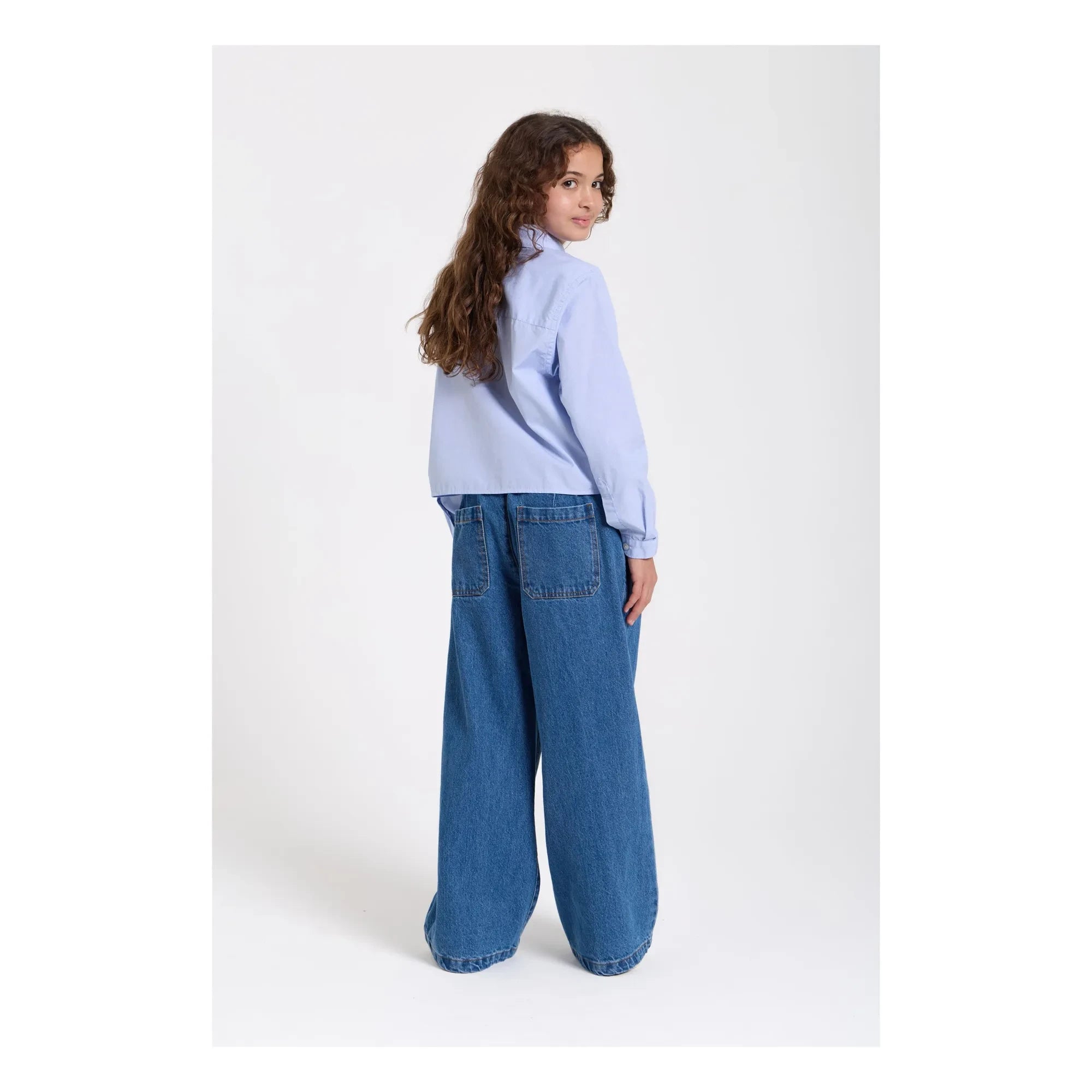 Smallable Kid - Clara Striped Short Shirt | Light Blue