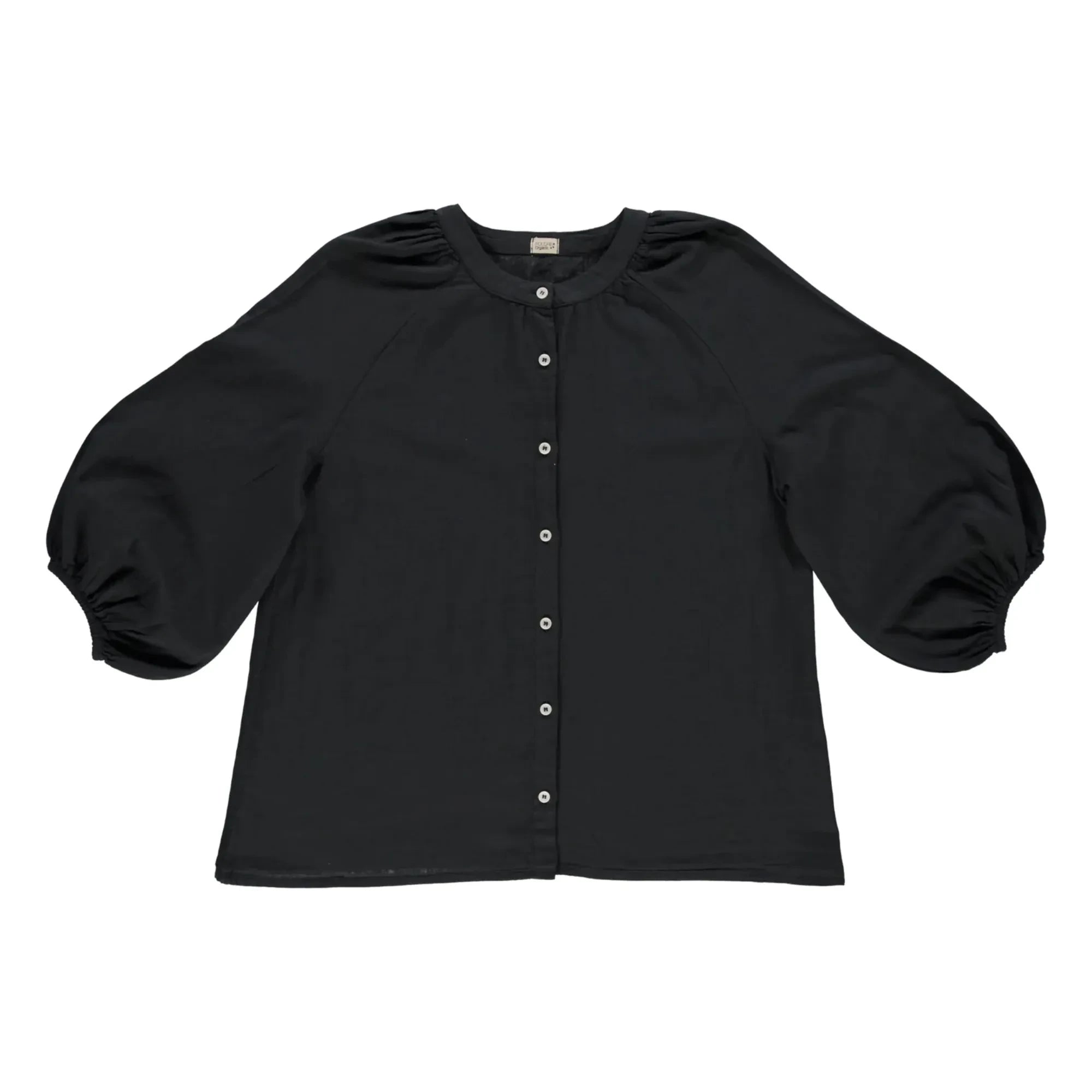 Poudre Organic - Onager Blouse Double Layer Cotton Gauze Cloth - Women's Collection | Black