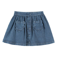 Emile et Ida - Striped Denim Skirt | Blue