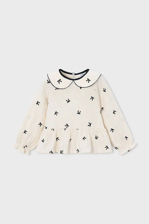 Mayoral cotton girls' ruffled blouse