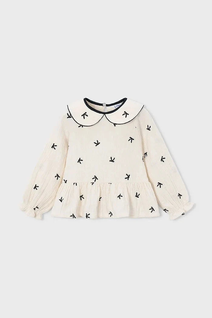 Mayoral cotton girls' ruffled blouse