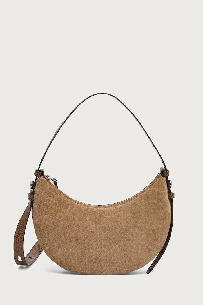 Tory Burch Romy Half Moon süet kadın crossbody çanta
