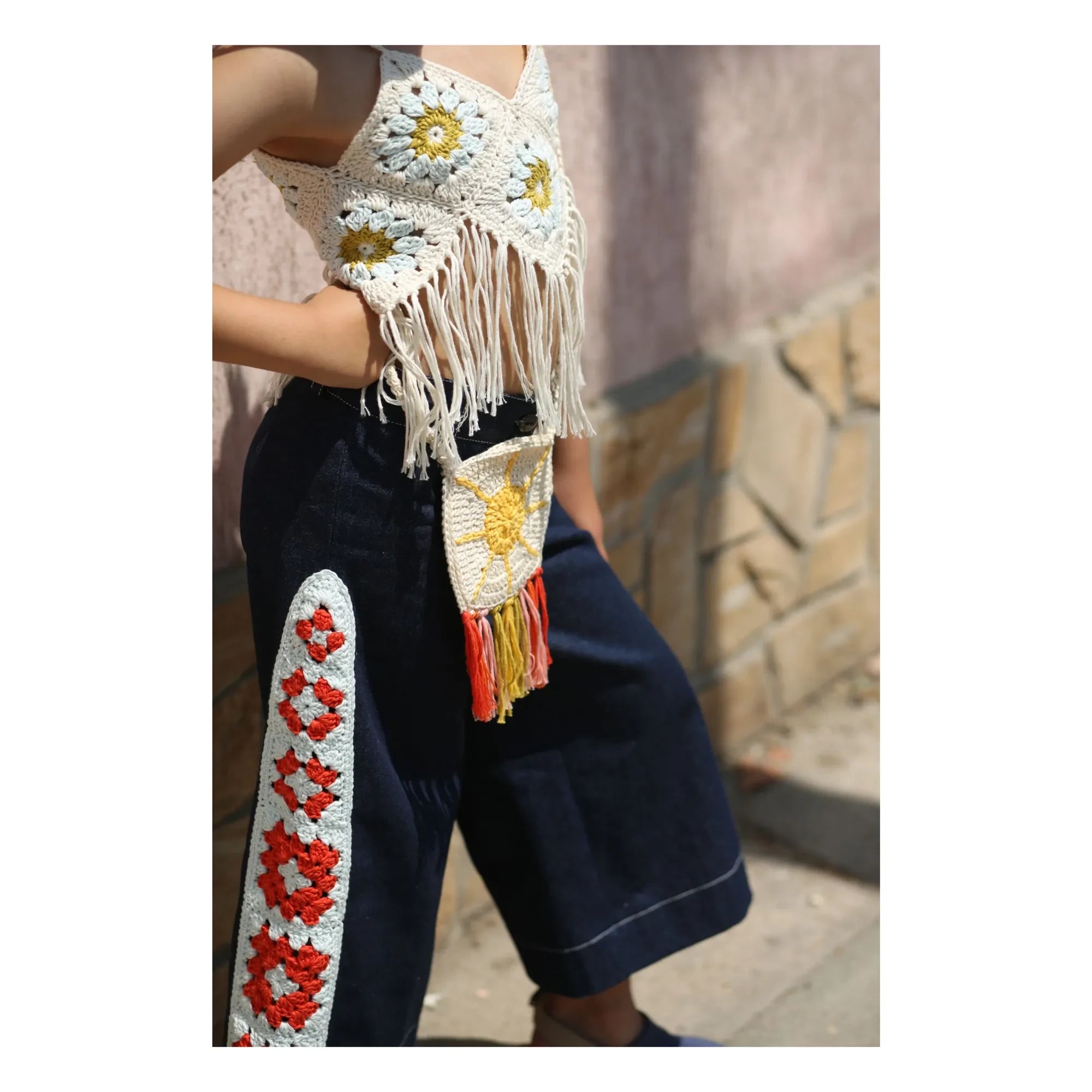 Kalinka - Atacama Crochet Fringed Top | Ecru