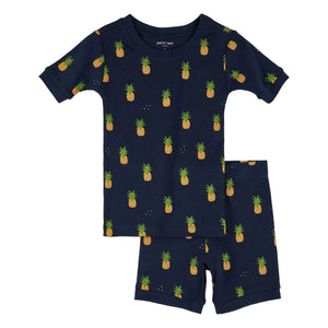 Petit Lem - Pineapple Patterned Organic Cotton Pajamas | Midnight Blue