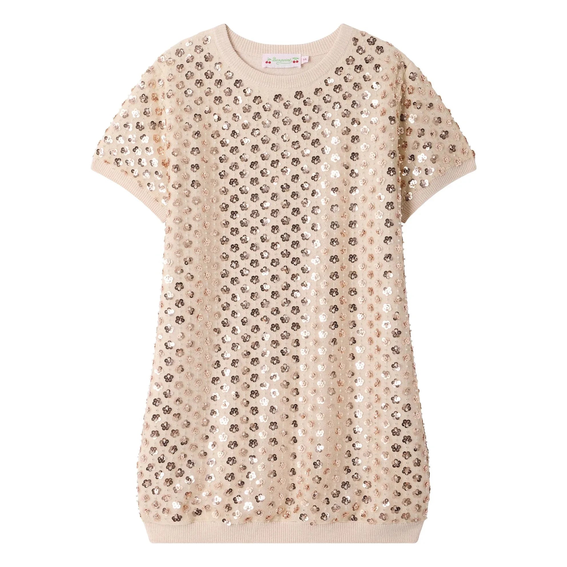 Bonpoint - Marlise Wool Metallic Dress | Pale Pink