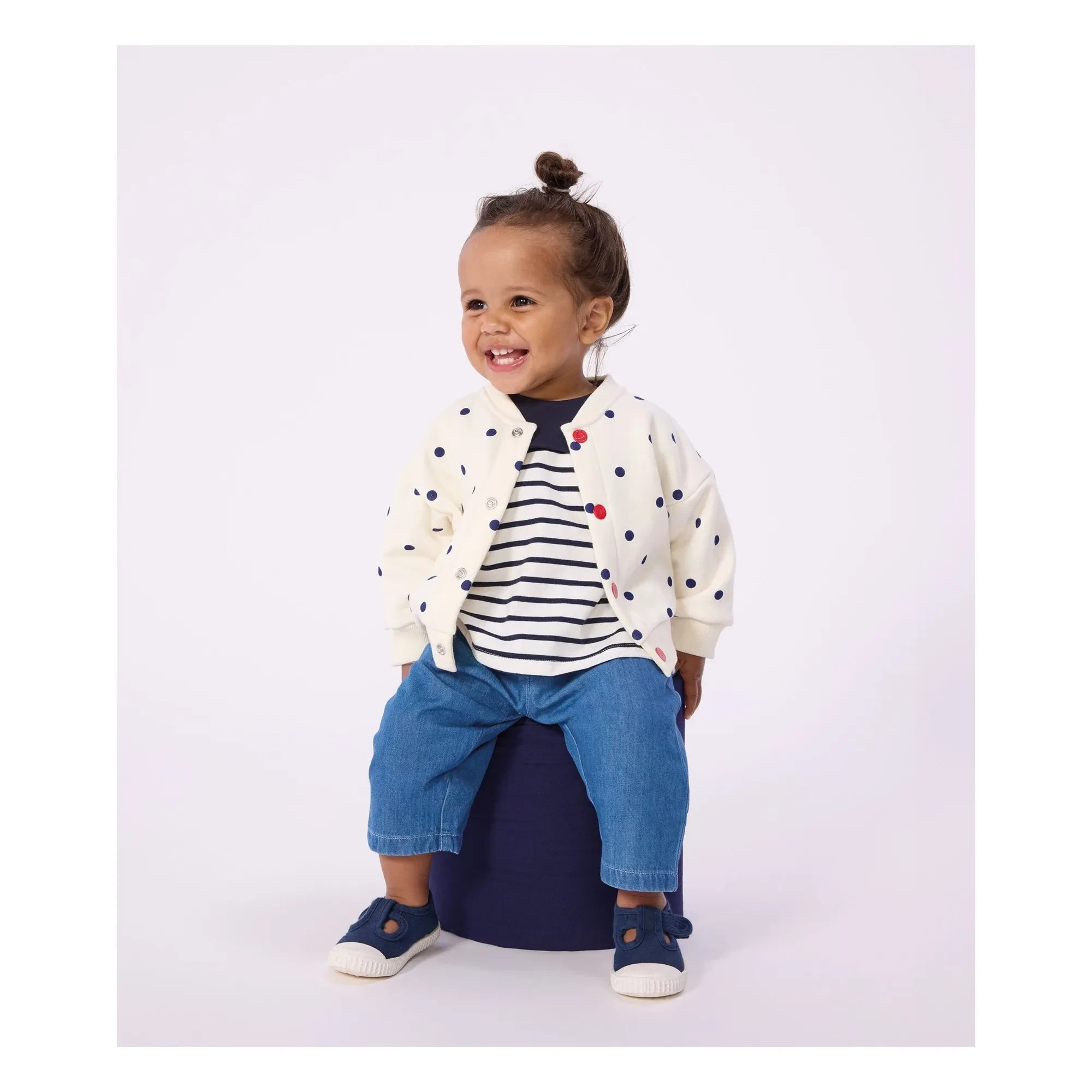 Petit Bateau - Molton Noktalı Ceket | Ecru