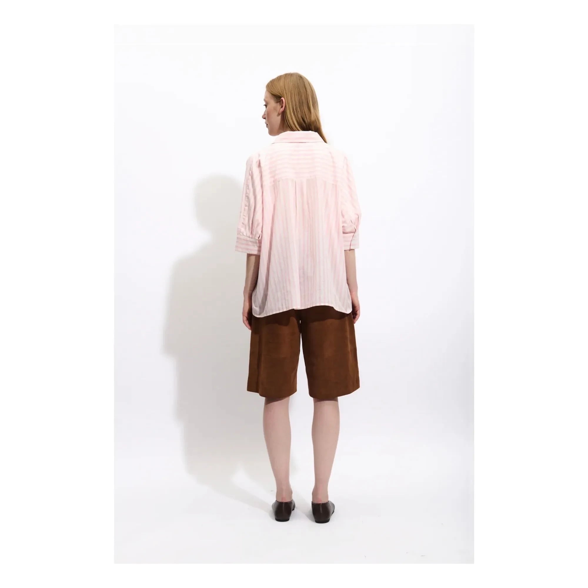 BELLEPIECE - Carmela Cotton Striped Blouse | Pink