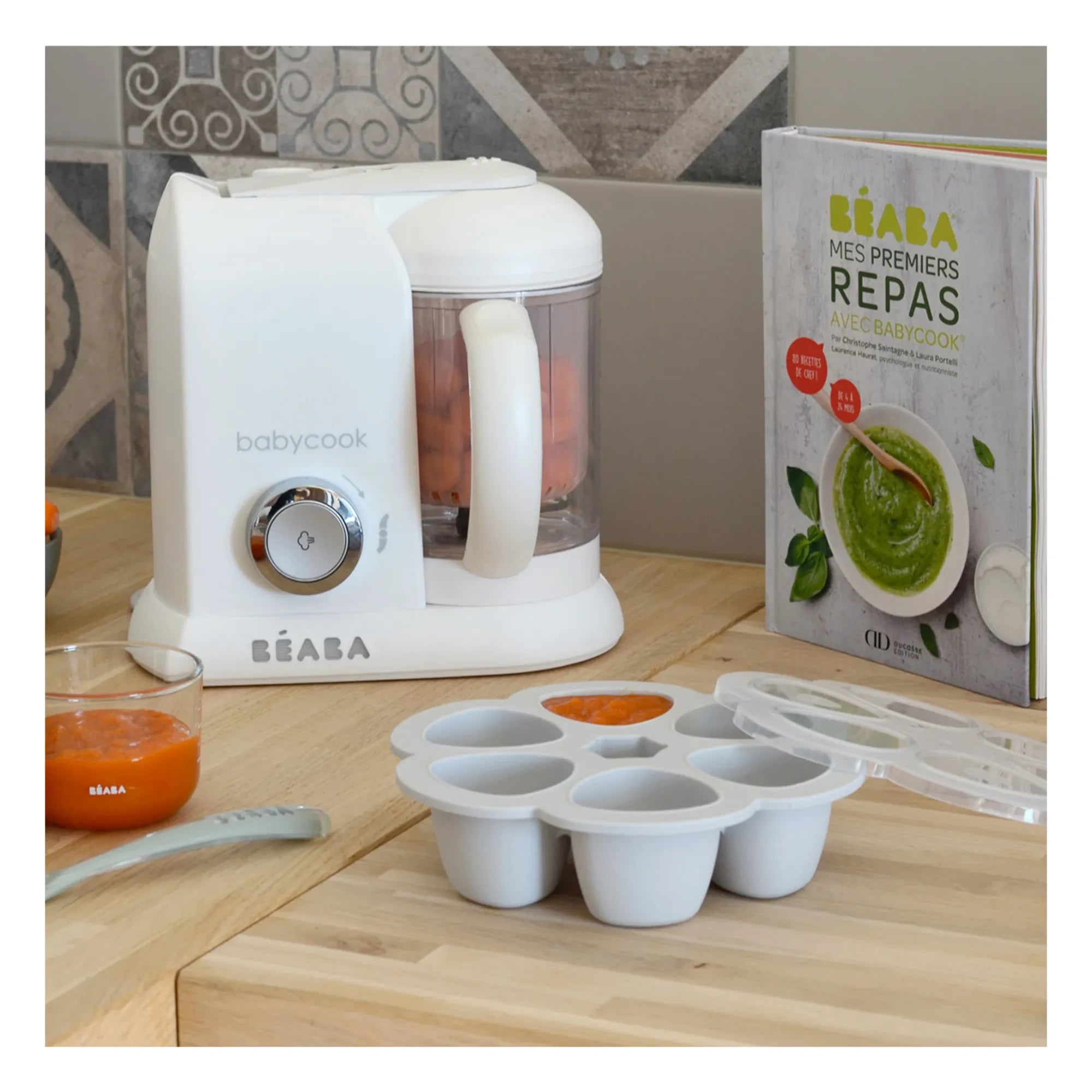 Béaba - Silicone Baby Food Mold - 6 x 90 ml | Light Gray