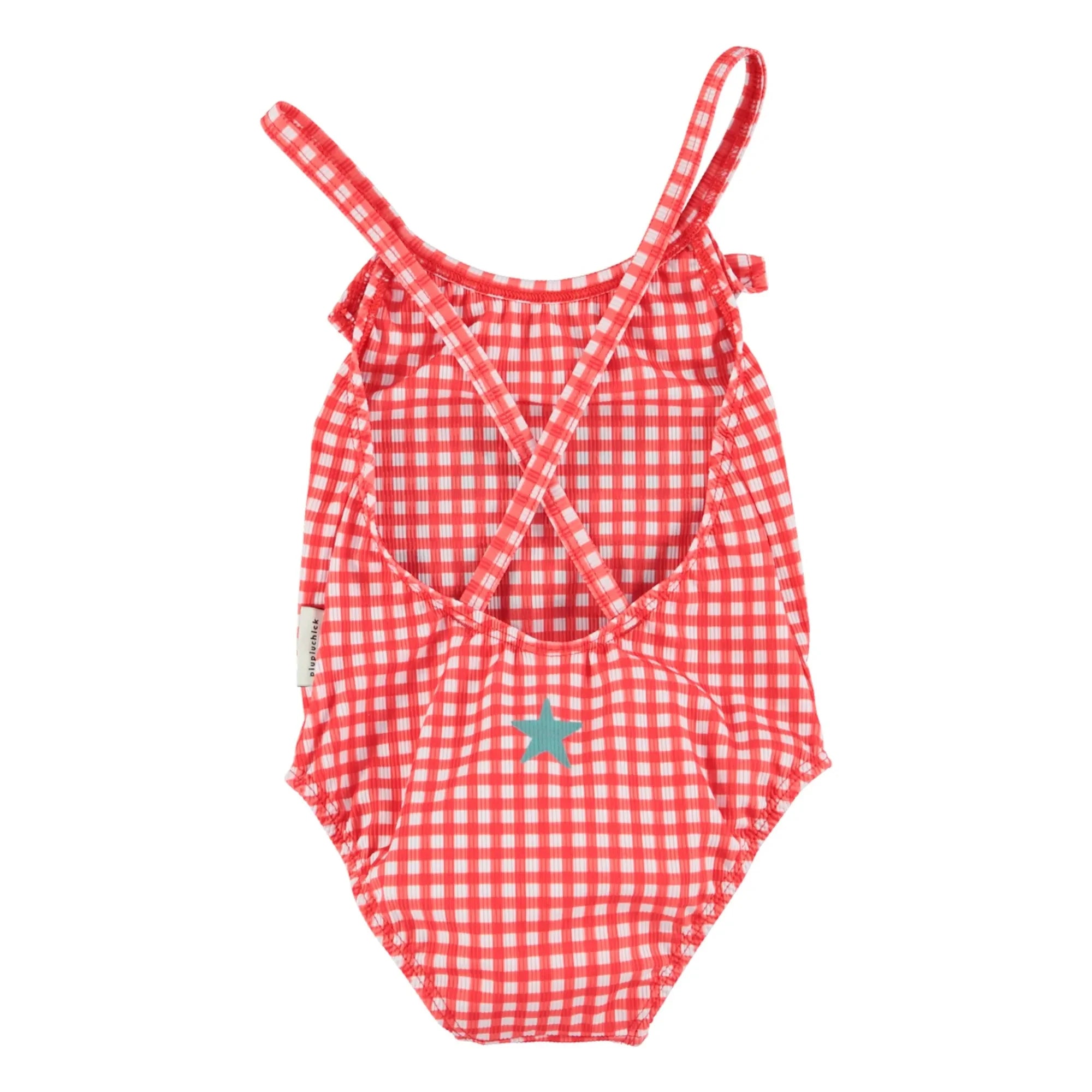 Piupiuchick - Ma Chérie Recycled Fiber Checked Swimsuit | Red