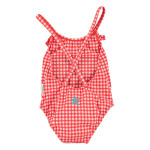 Piupiuchick - Ma Chérie Recycled Fiber Checked Swimsuit | Red
