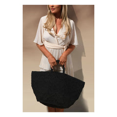 Camalya - Toabi Raphia Shopping Bag | Black