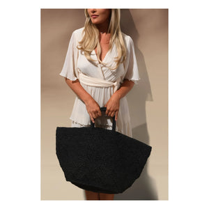 Camalya - Toabi Raphia Shopping Bag | Black