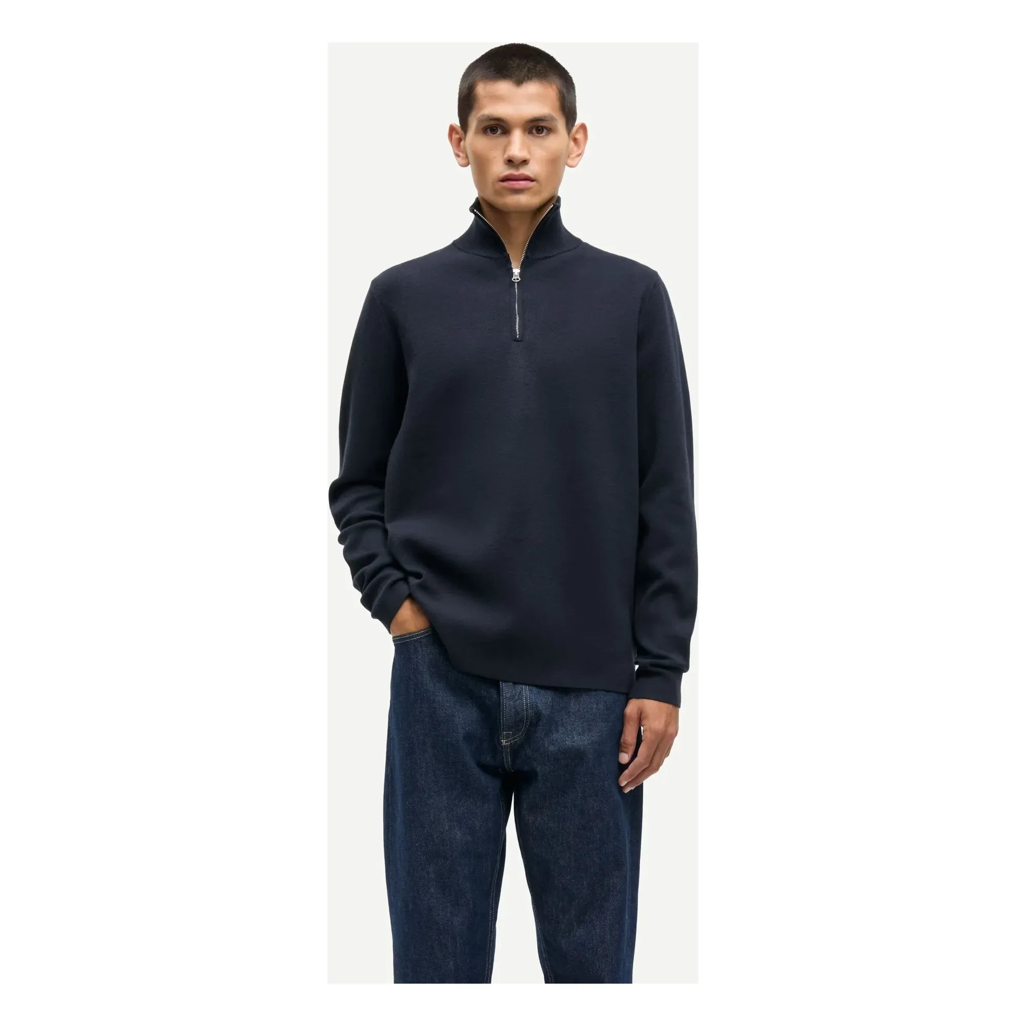Samsoe Samsoe - Gunan Half-Zip Sweatshirt | Dark Blue