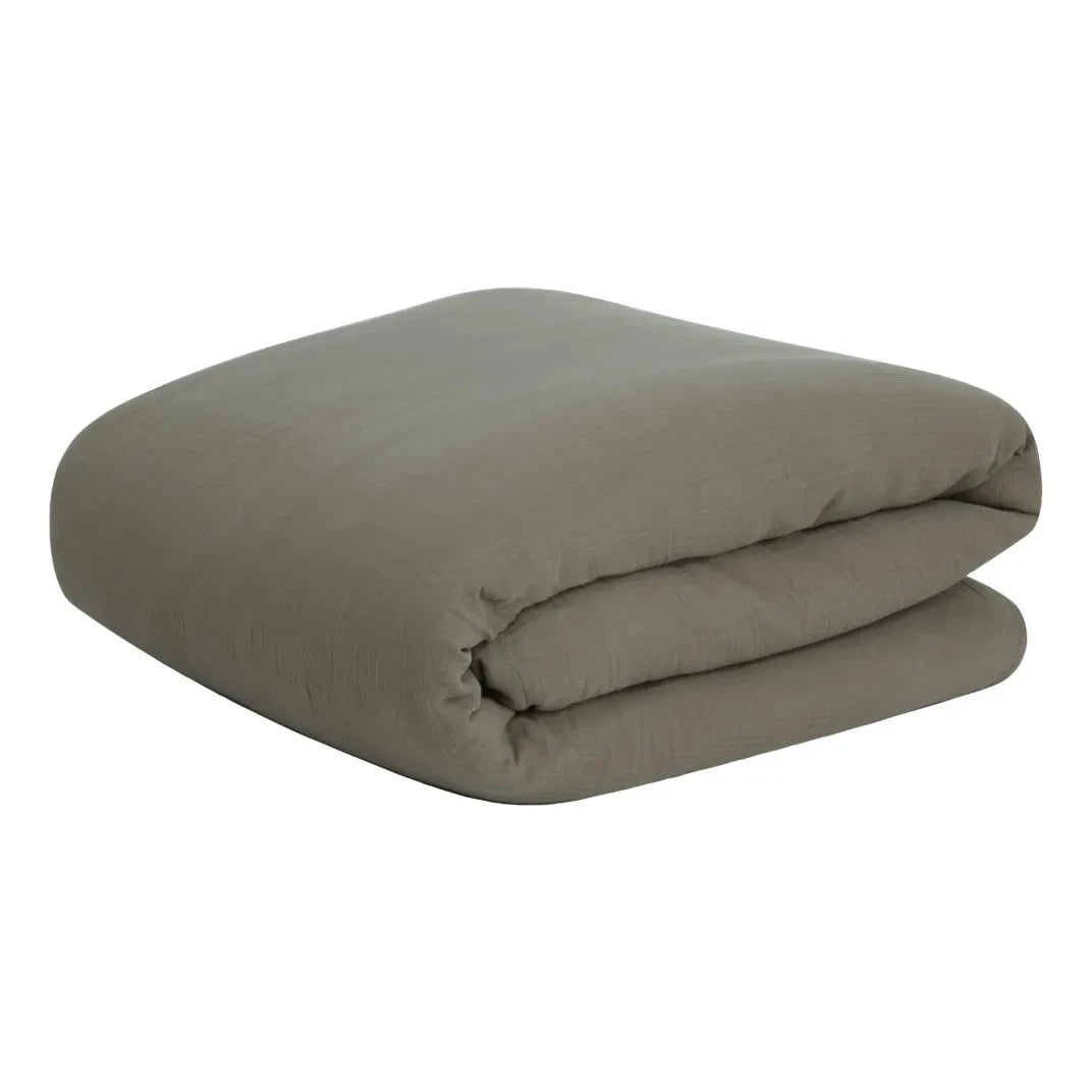 garbo&friends - Geranium Cotton Muslin Duvet Cover | Khaki