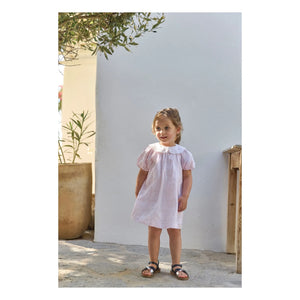 Tartine et Chocolat - Striped Embroidered Claudine Collar Dress | Powder Pink