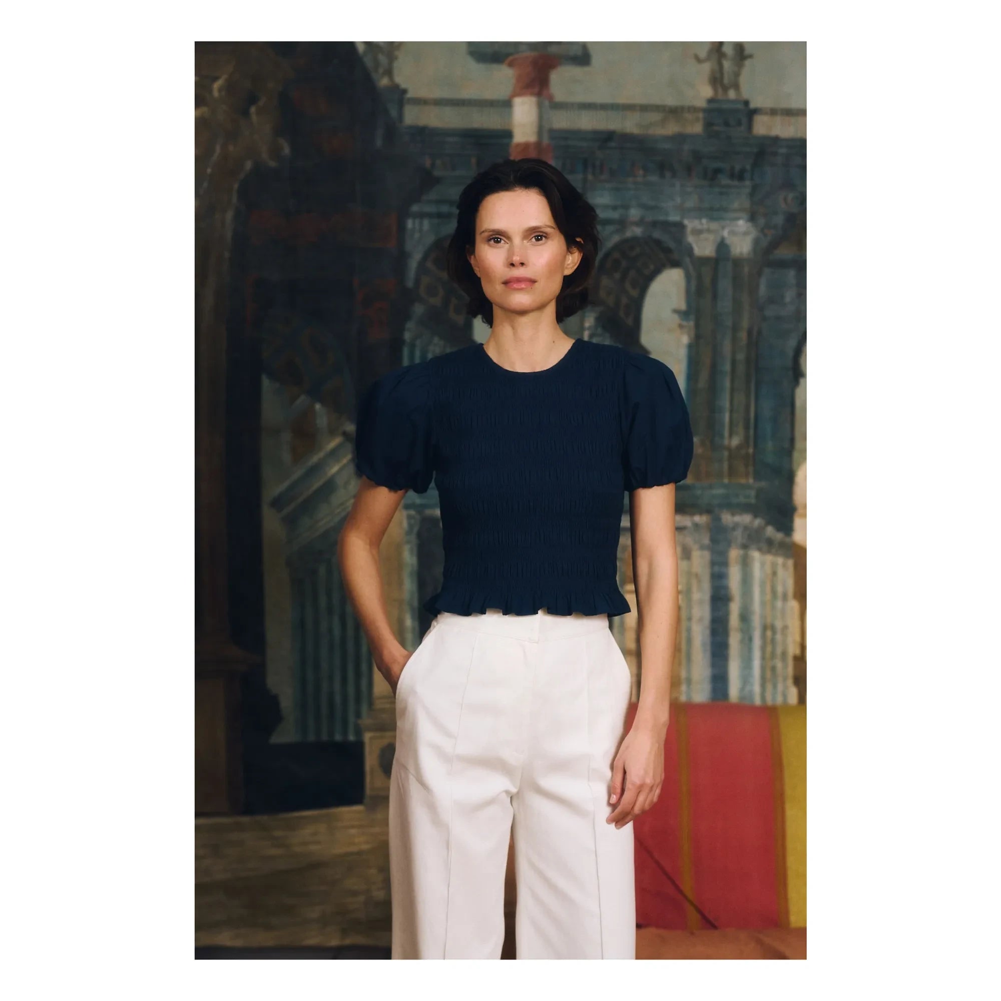 Maria de la Orden - Baila Cotton Top | Navy Blue