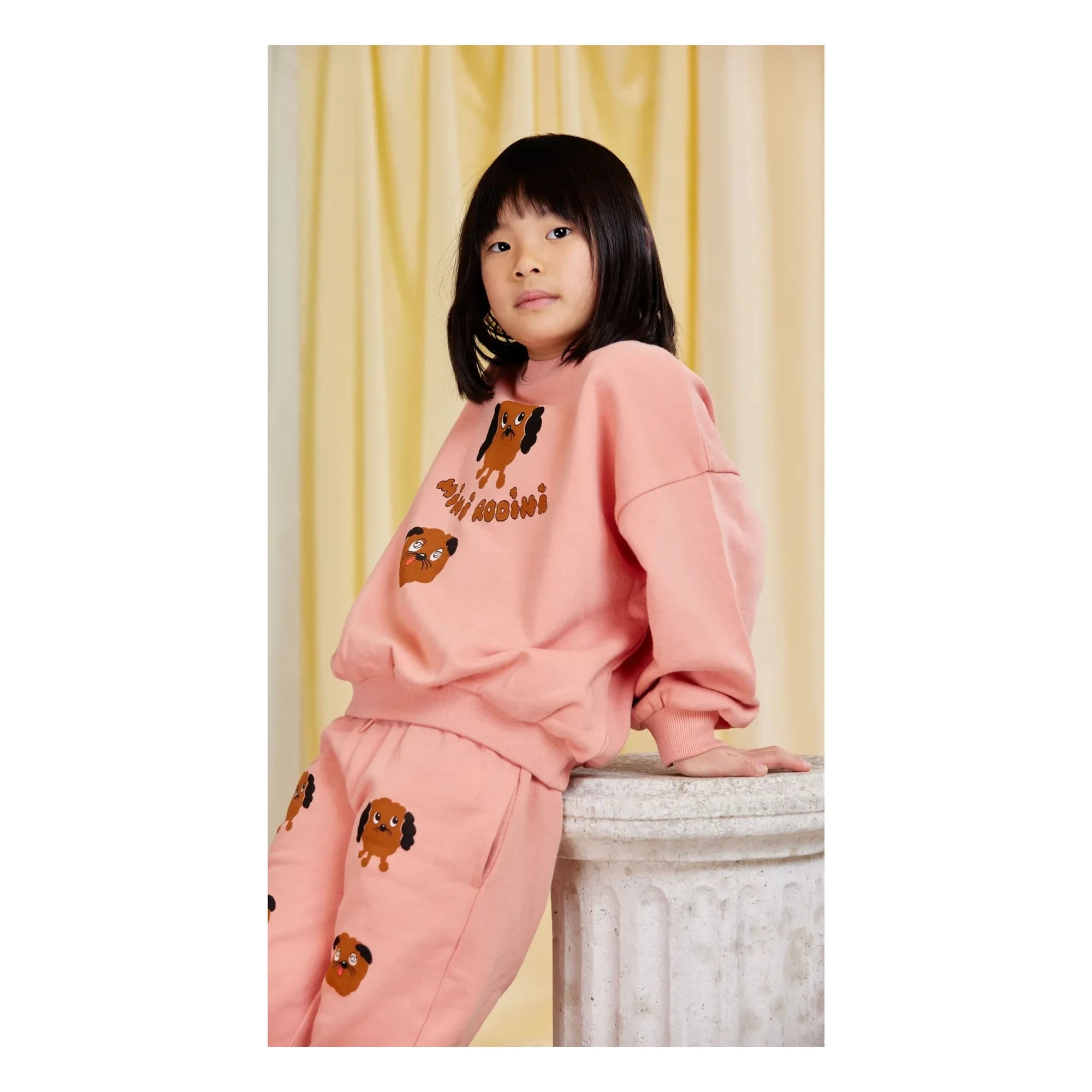 Mini Rodini - Doggies Organic Cotton Jogger | Light Pink