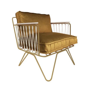 Honoré - Brushed Brass Croisette Armchair - Velvet | Ivory