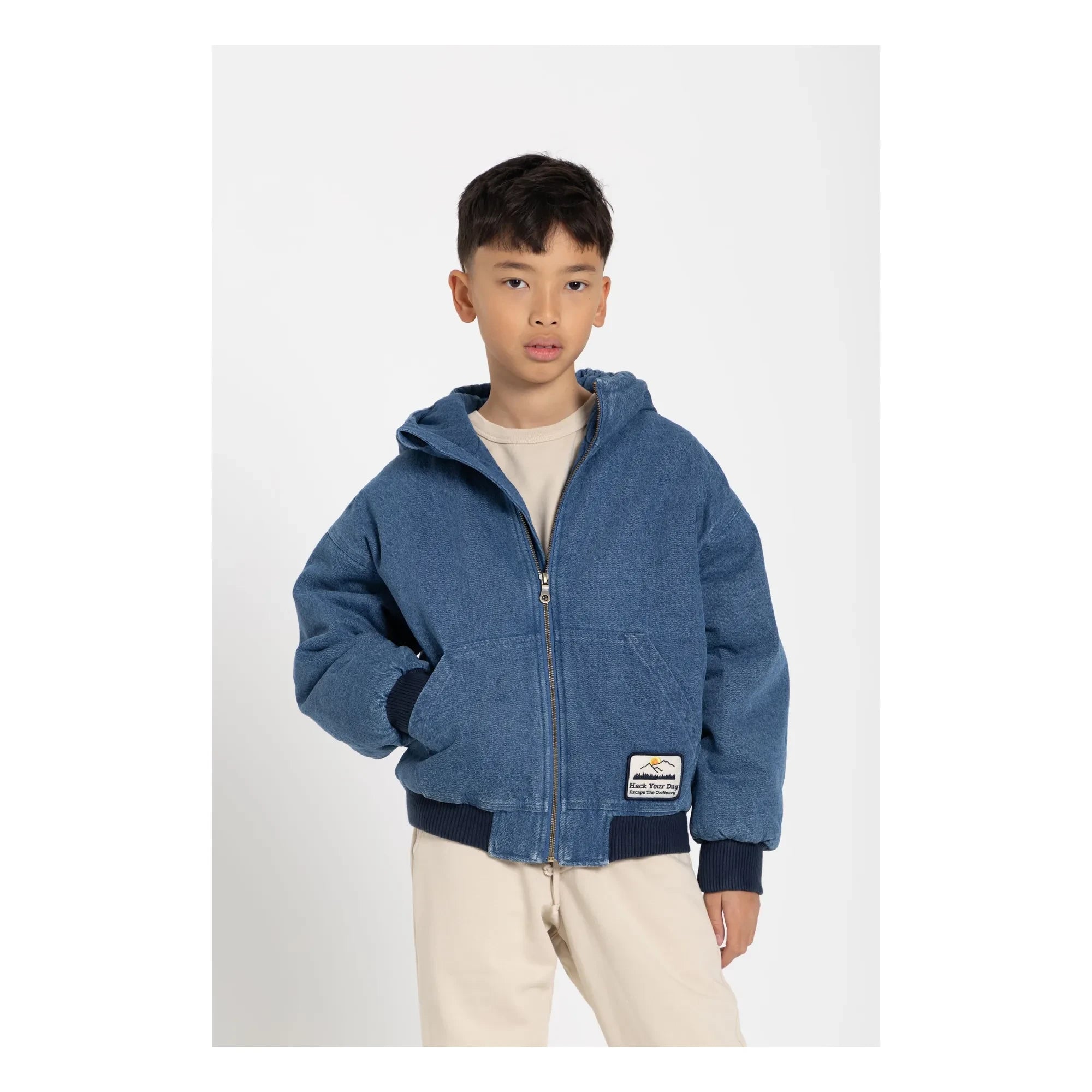 Hundred Pieces - Denim Matte Hooded Jacket | Denim Blue