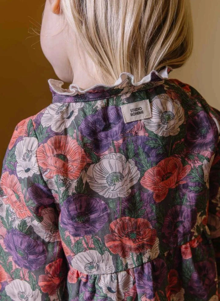 Studio Bohème - Vermont Floral Print Dress, Organic Cotton | Purple