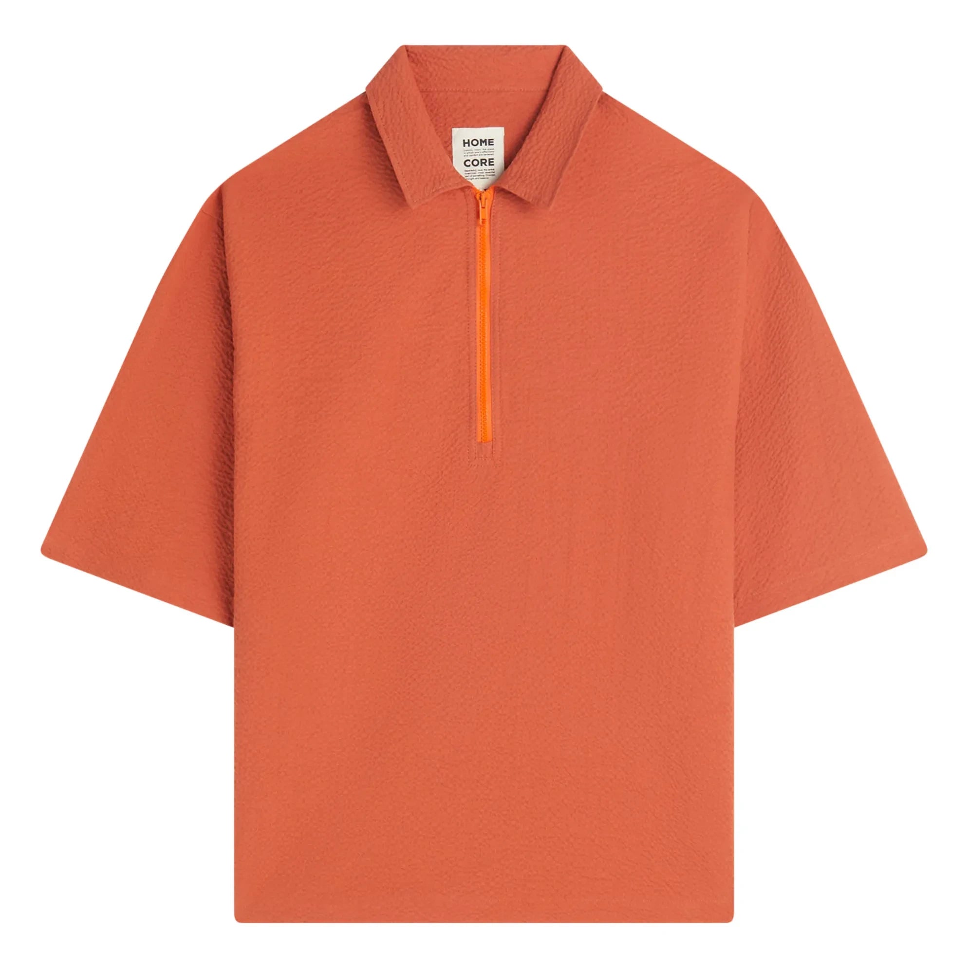 Homecore - Tajima Seer Zip Polo | Brick Red