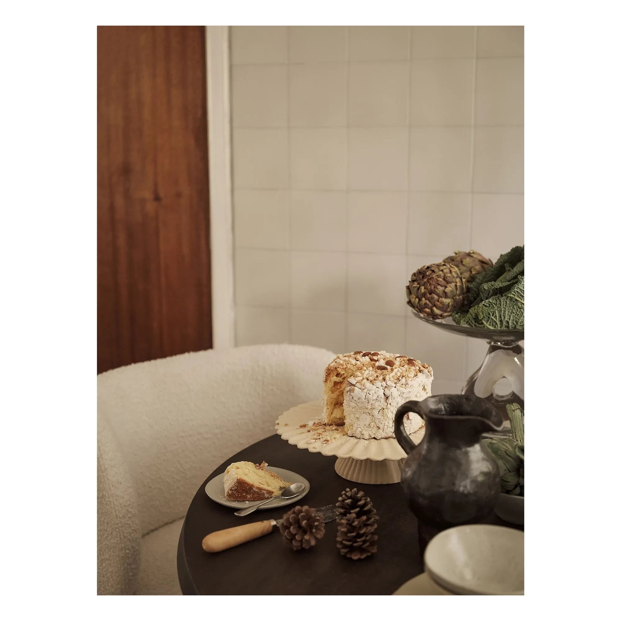 Ferm Living - Fıskiye Stone Ceramic Cake Stand | Off White