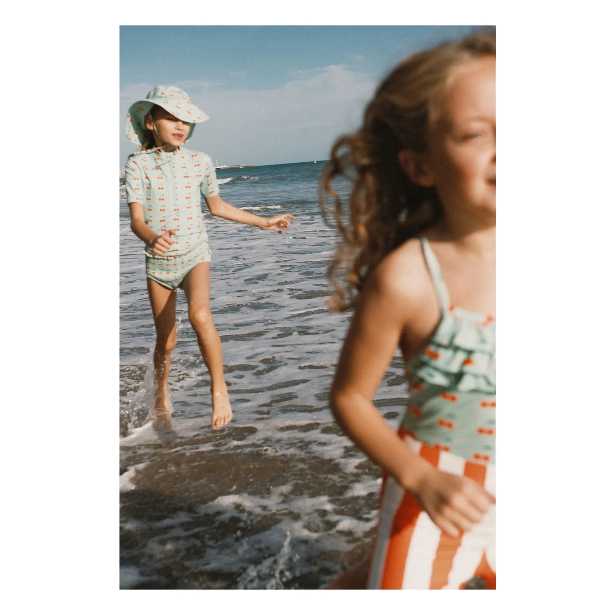 Tinycottons - Cherry Ruffle Swimsuit | Green Water