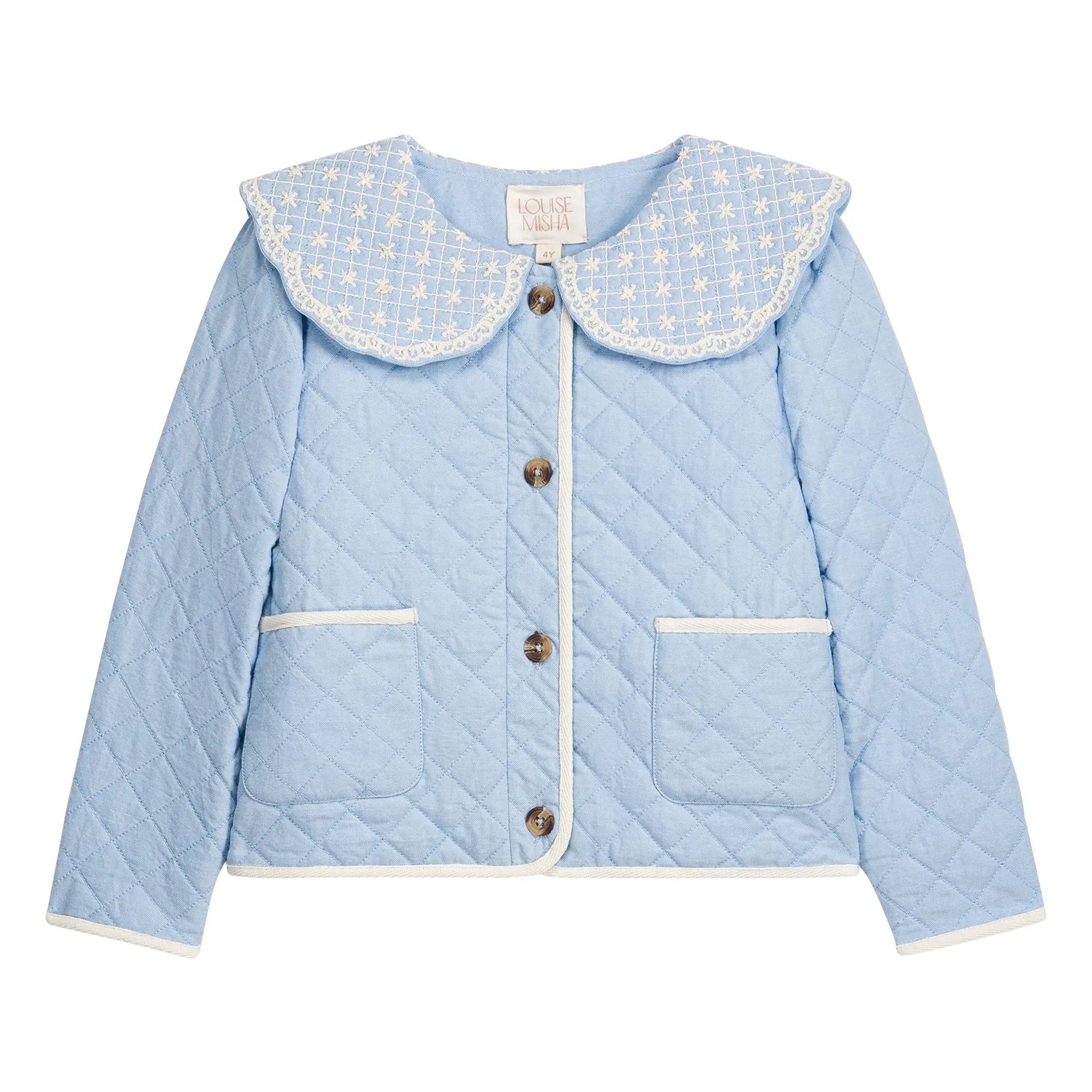 Louise Misha - Augustina Organic Cotton Quilted Jacket | Blue