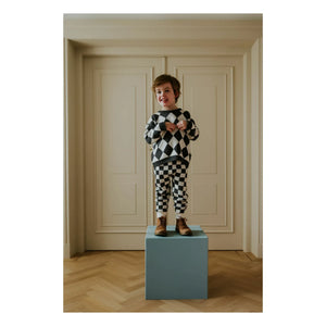 Yuki - Organic Cotton Checkered Sweater | Gray