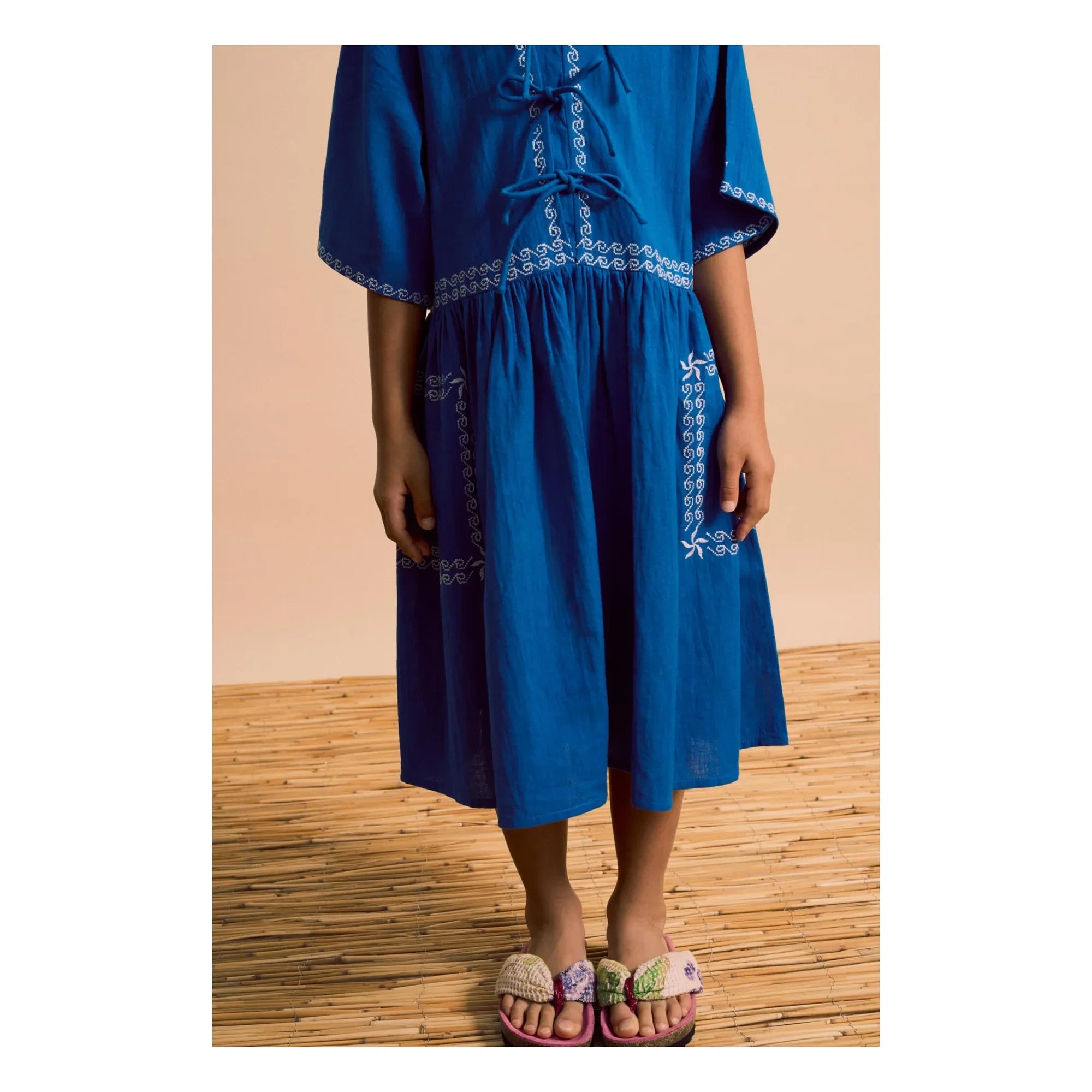 Maison Mangostan - Blue Embroidered Voiles Dress