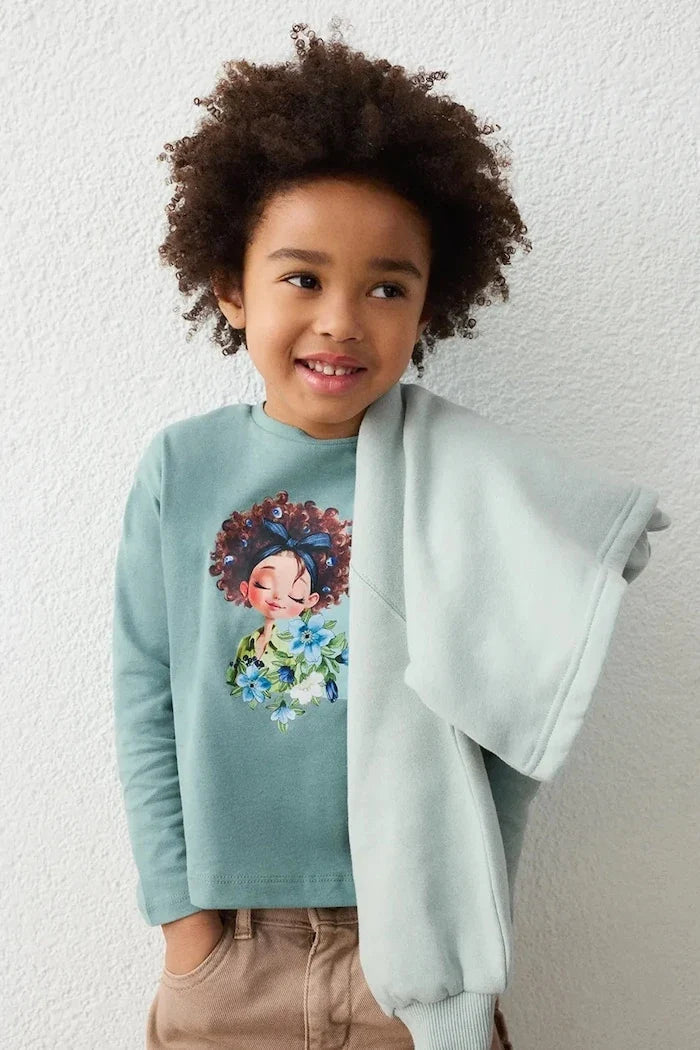 Mayoral children's cotton long-sleeve blouse