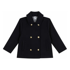 Petit Bateau - Double-breasted wool pea coat | Night Blue