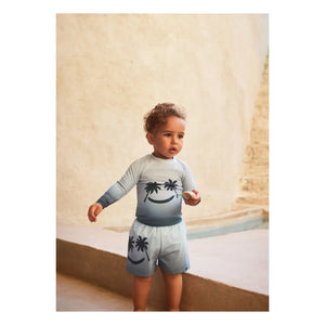 Molo - Nemo Palm Smile UV-Protected T-Shirt Made from Recycled Fibers | Gray Blue
