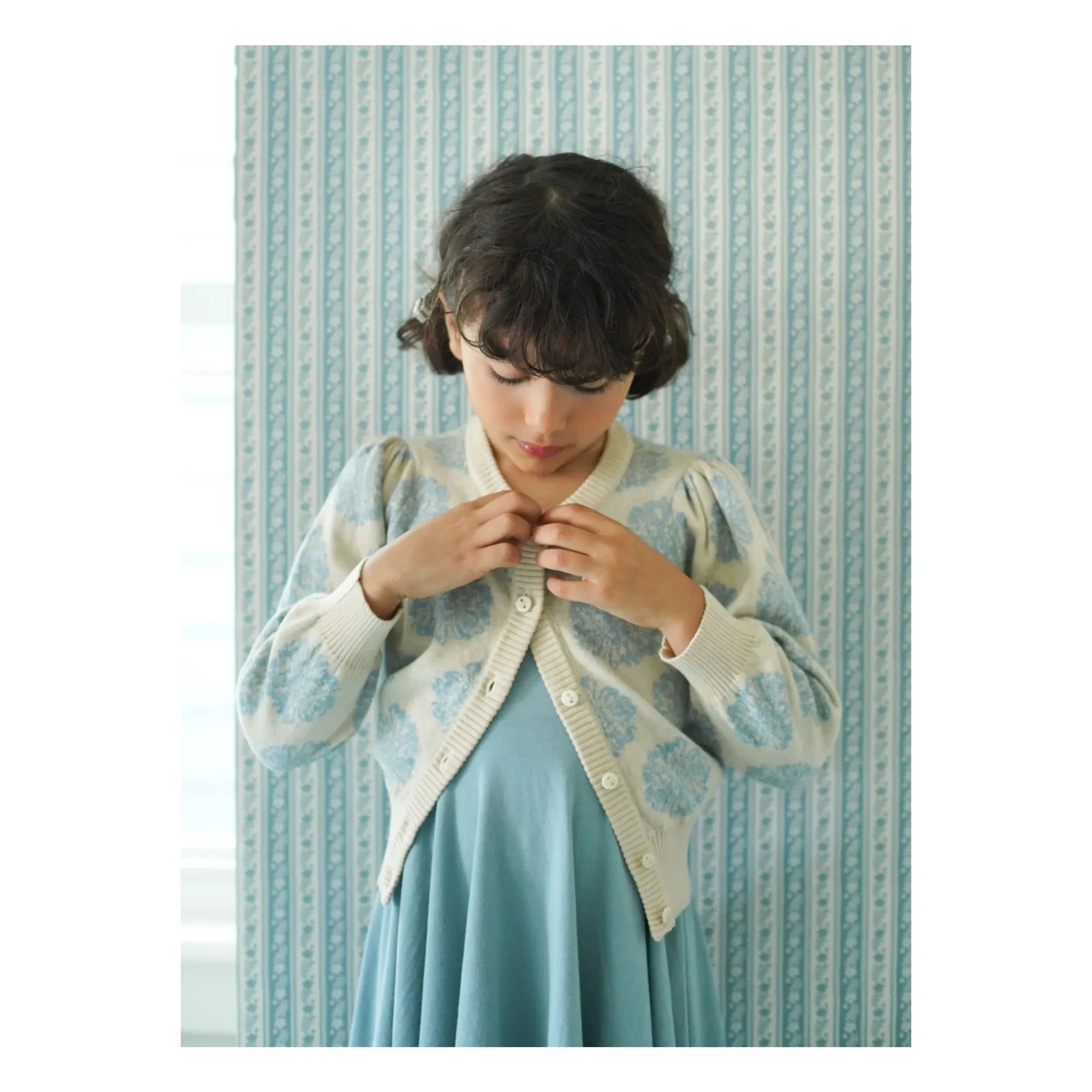 Soor Ploom - Organic Cotton Floral Pink Cardigan | Cream