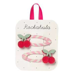 Rockahula Kids - 2-Pack Striped Cherry Hair Clips | Pink