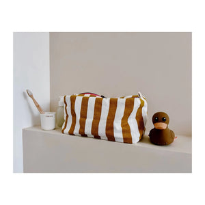 Rose in April - Striped Toiletry Bag | Caramel