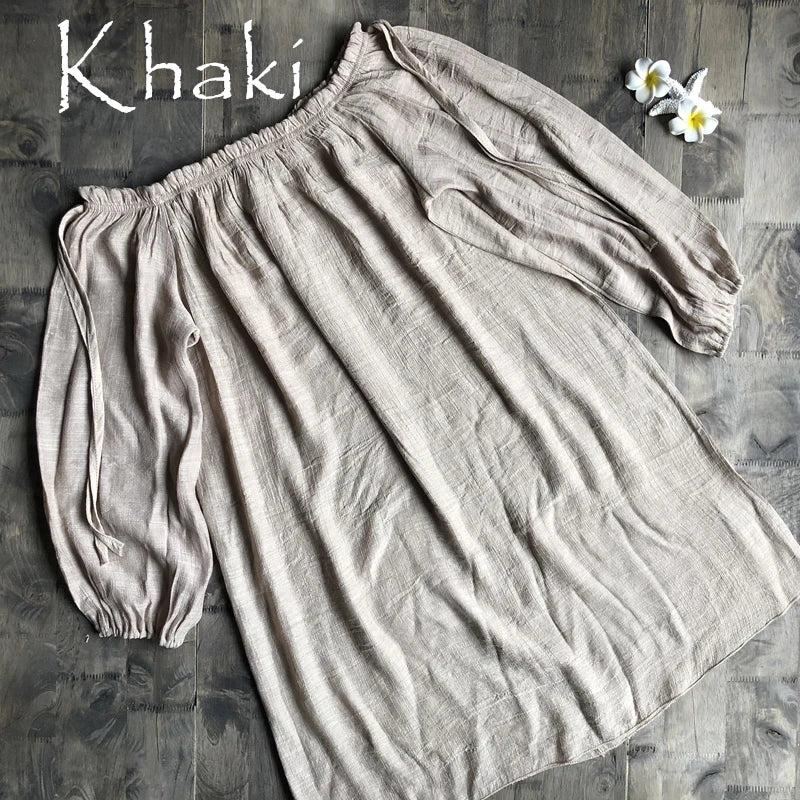 Jesminda - Örme Haki Plaj Kaftan Kimono Giyim