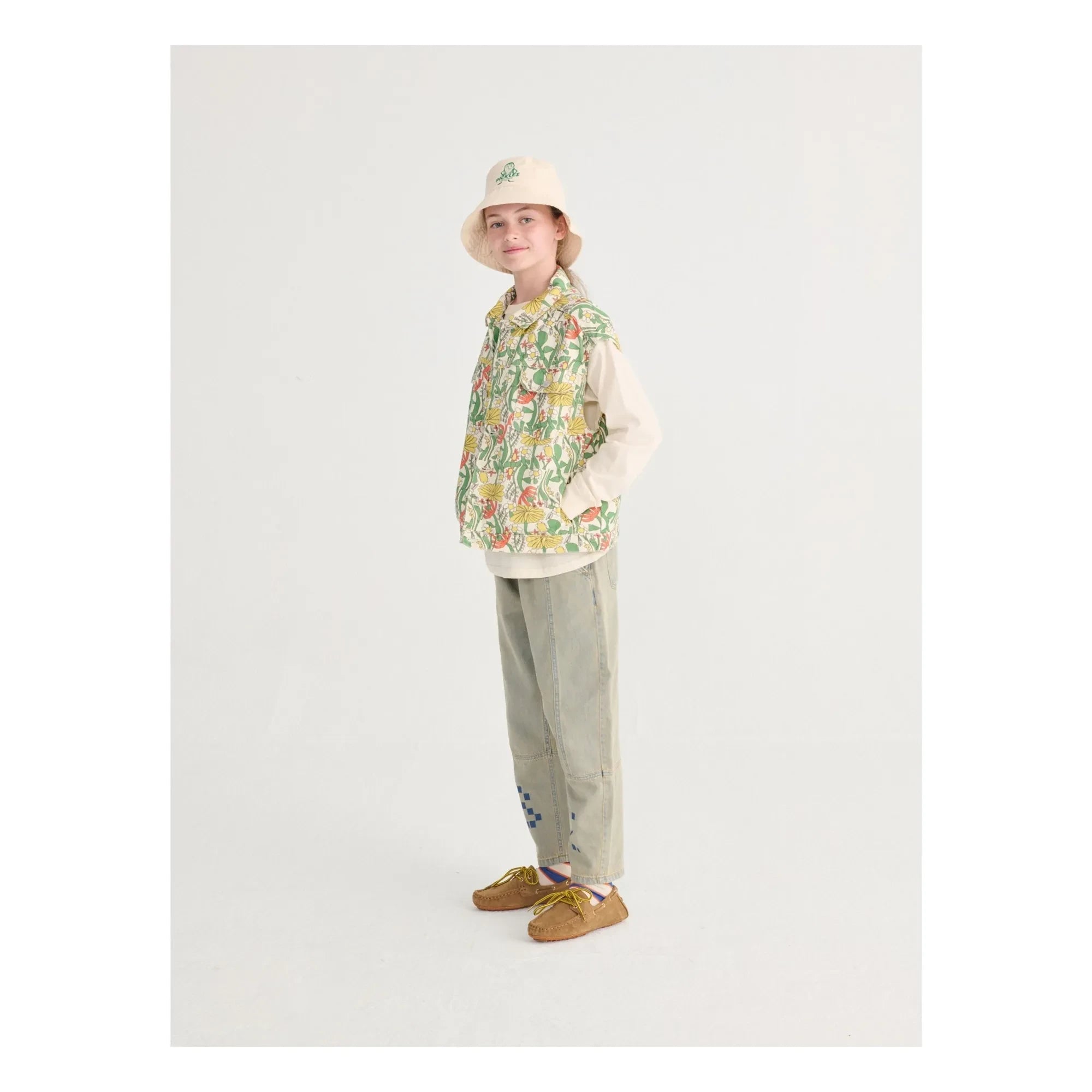 Bobo Choses - Fleurie Twill Organic Cotton Sleeveless Jacket | Ecru