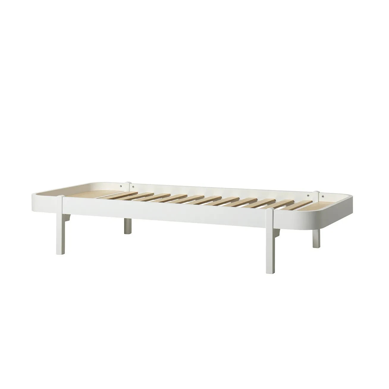Oliver Furniture - Meşe Ahşap Şezlong Yatak 90x200 cm | Beyaz