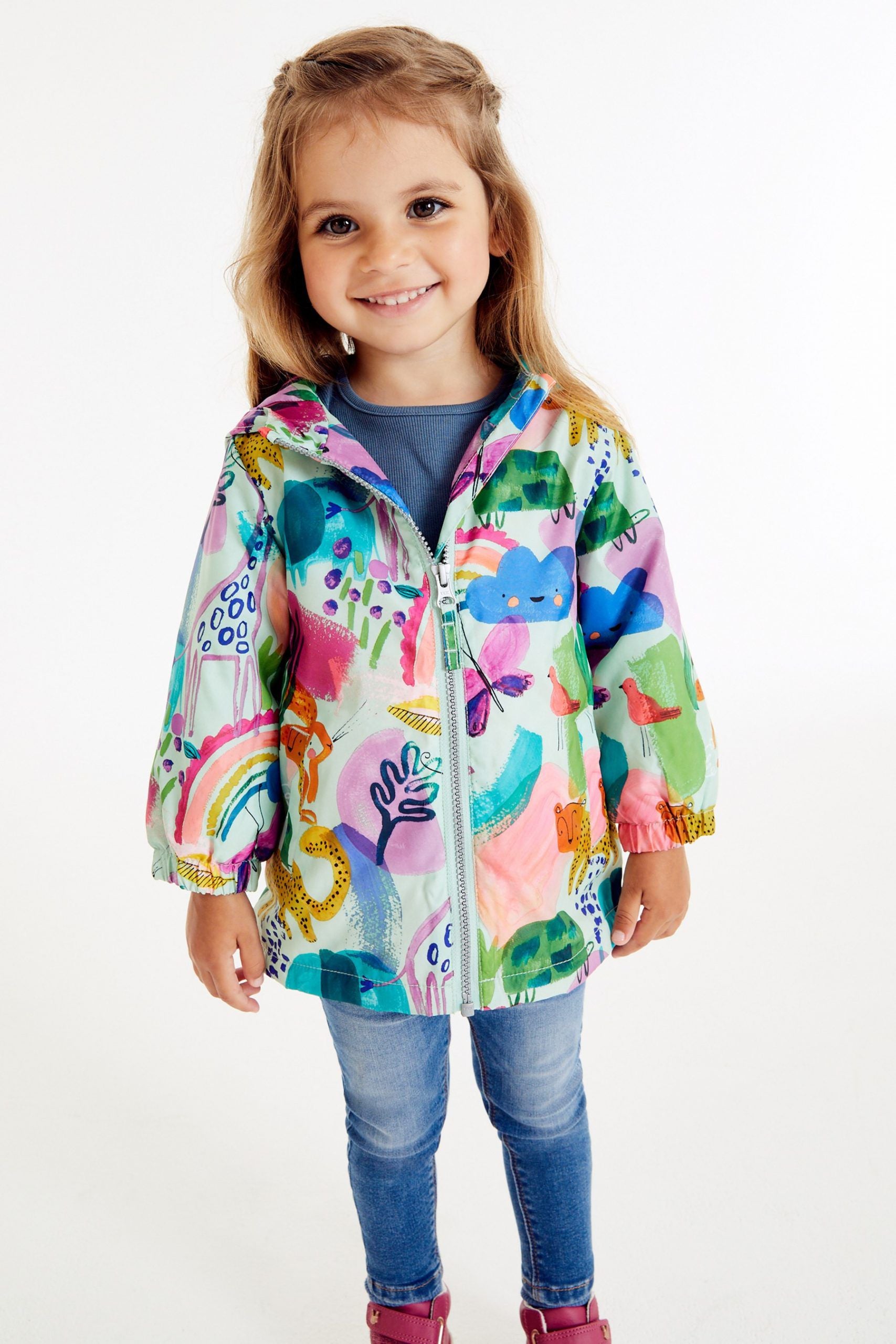 Next - Neşeli Sürdürülebilir Kız Çocuk Kışlık Ceket ve Yağmurluğu - 1.5-2 Yaş-Dinossi