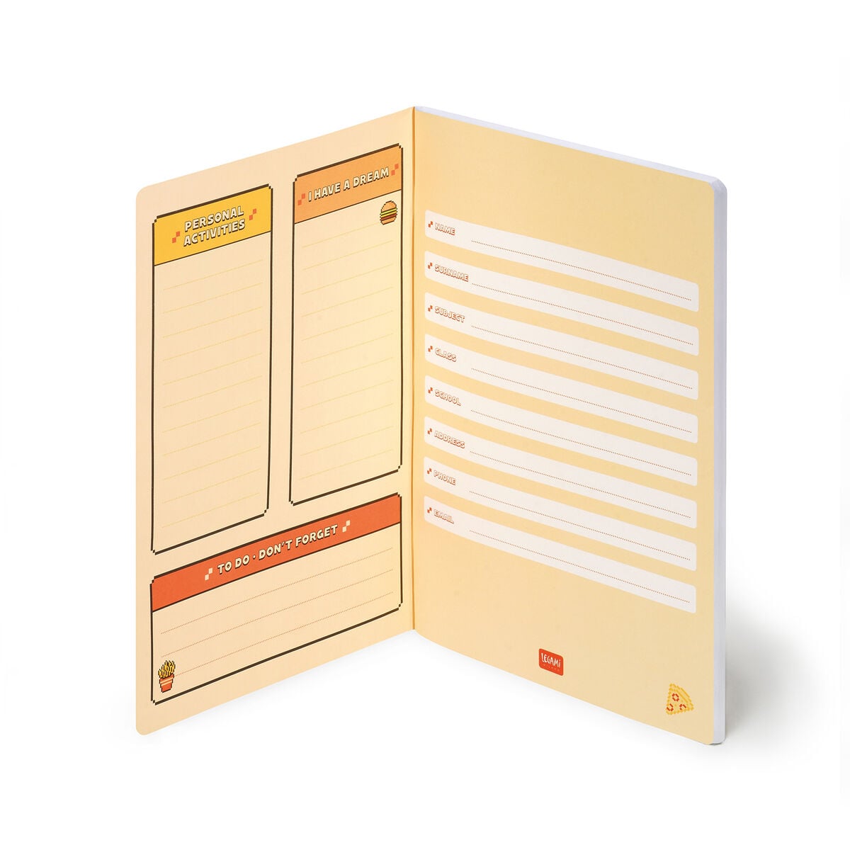 Legami - Exercise Kitap - A4 Defter - 8 mm Ruled - Food Pixel