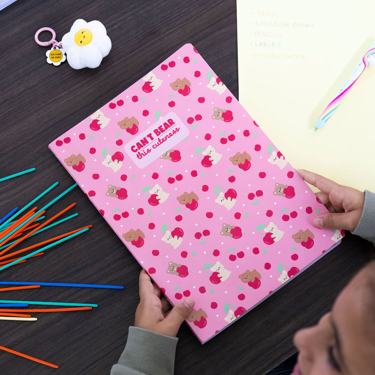 Legami - Exercise Book - A4 Notebook - 4 mm Squared - Teddy Cherry