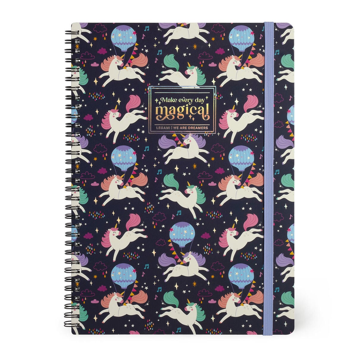Legami - A4 Lined Defter ile Illustrated Hard Kılıf - Tek Boynuzlu At - Spiral-Bound