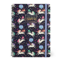 Legami - A4 Lined Defter ile Illustrated Hard Kılıf - Tek Boynuzlu At - Spiral-Bound