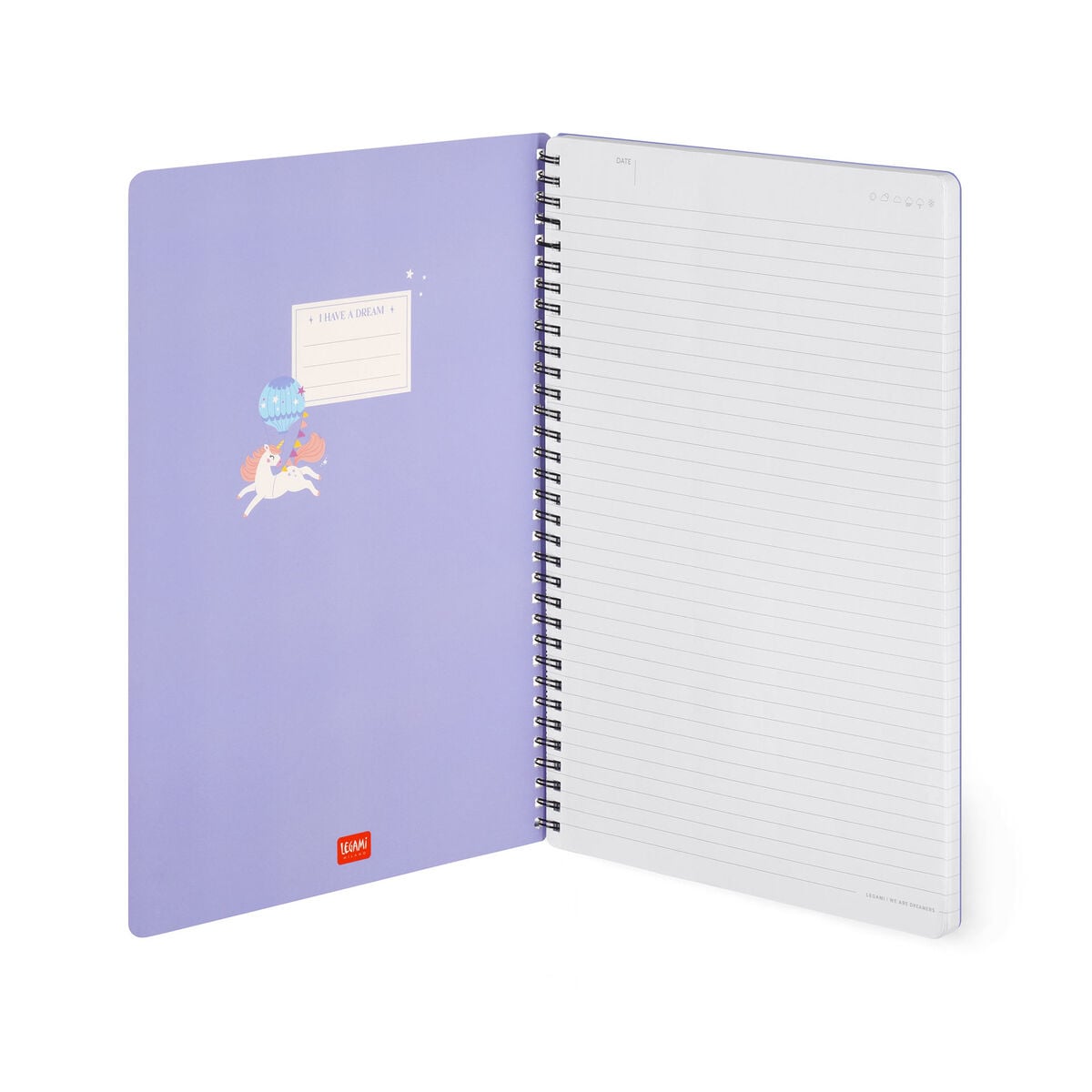 Legami - A4 Lined Defter ile Illustrated Hard Kılıf - Tek Boynuzlu At - Spiral-Bound