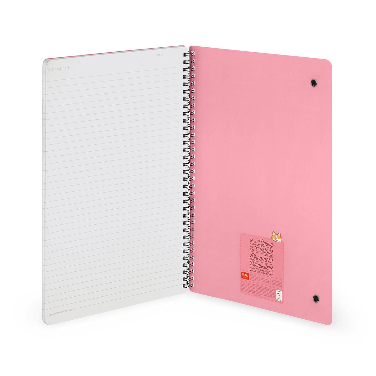 Legami - A4 Lined Notebook with Illustrated Hard Cover - Corgi - Jotter - Spiral-Bound