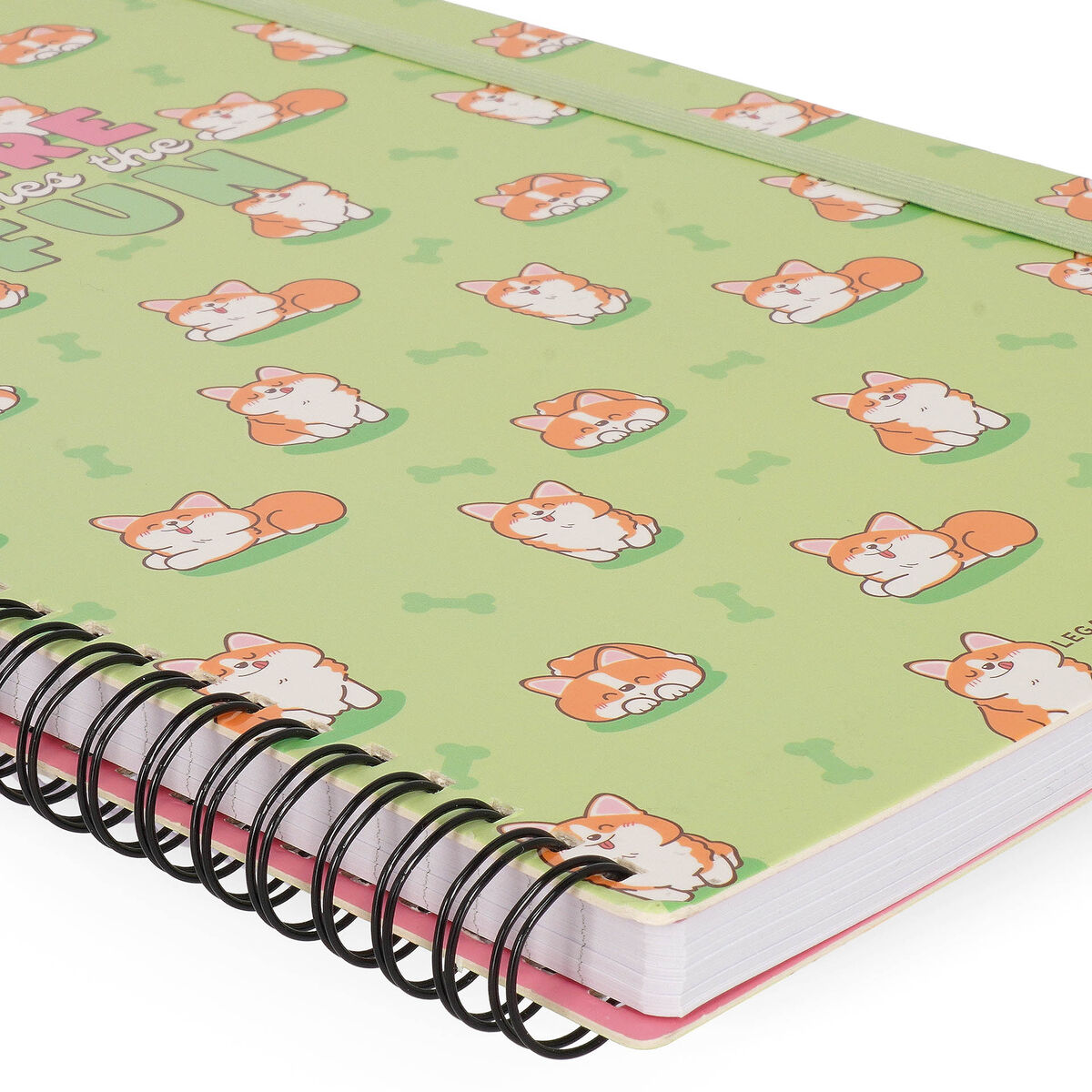 Legami - A4 Lined Notebook with Illustrated Hard Cover - Corgi - Jotter - Spiral-Bound