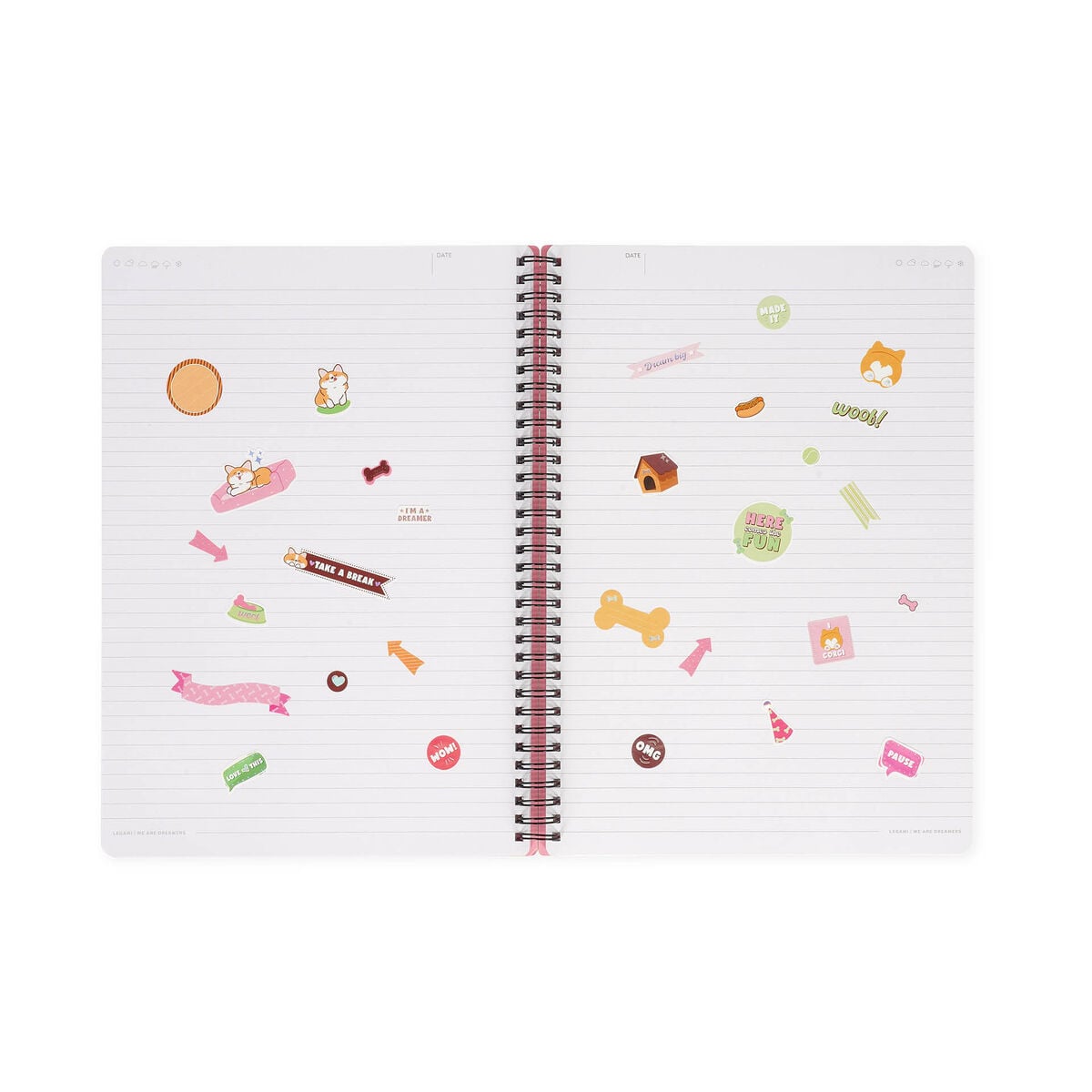 Legami - A4 Lined Notebook with Illustrated Hard Cover - Corgi - Jotter - Spiral-Bound
